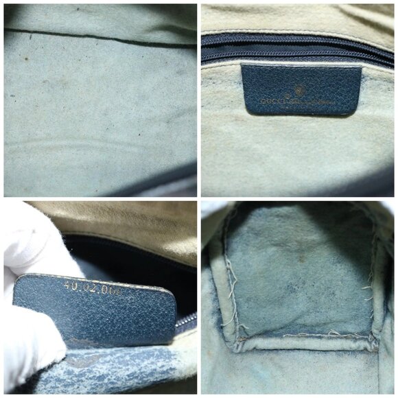 GUCCI GG Supreme Sherry Line Hand Bag PVC Navy Red 40 02 006 Auth 69897 - Picture 15 of 16